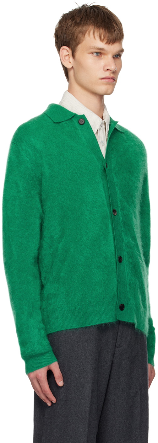 Solid Homme Green Spread Collar Cardigan