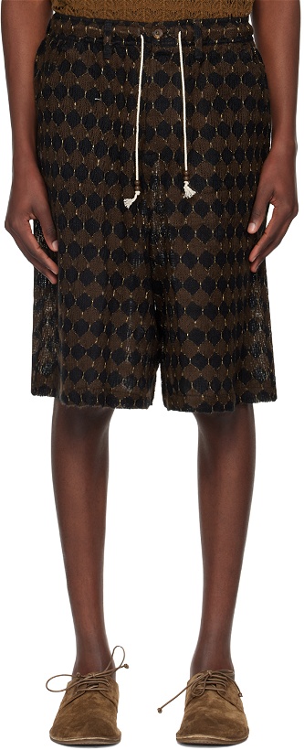 Photo: Glass Cypress Black & Brown Drawstring Shorts