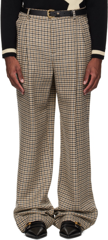 Photo: Valentino Beige Houndstooth Wool Trousers