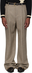 Valentino Beige Houndstooth Wool Trousers