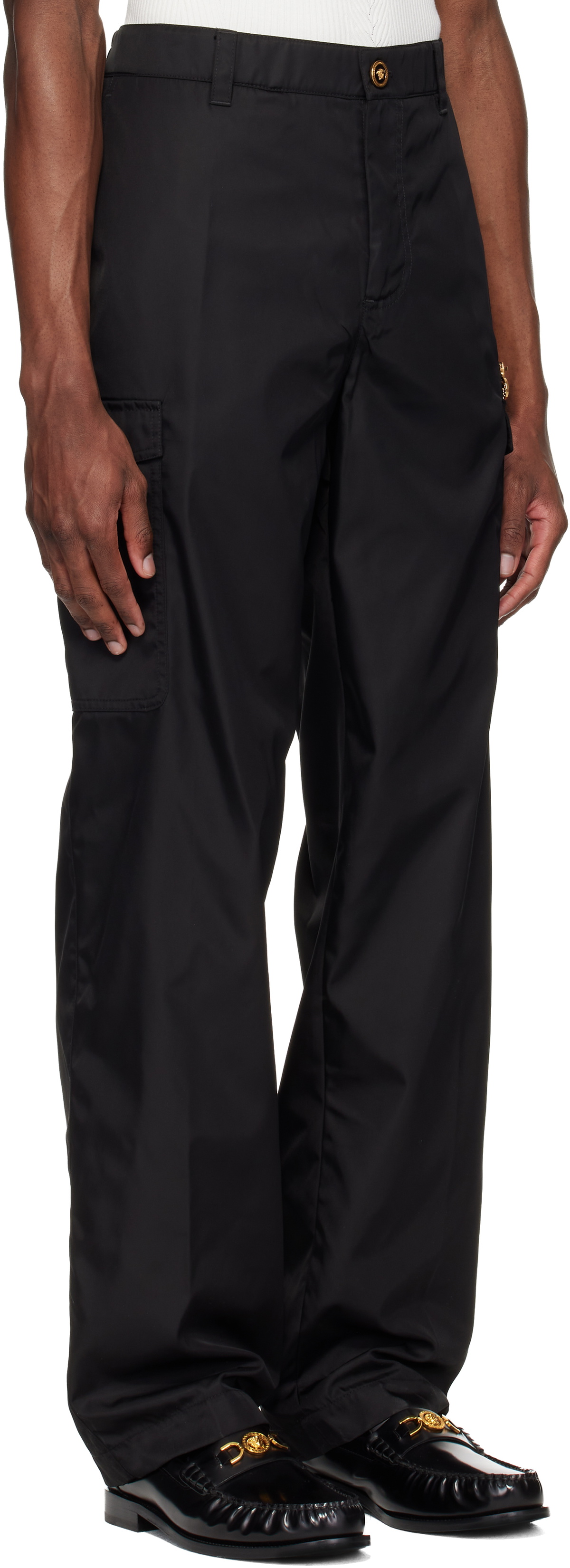 Versace Black Nylon Cargo Pants