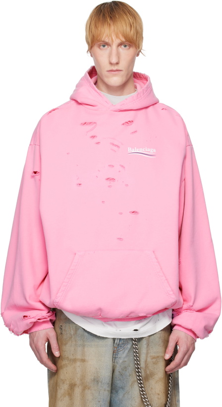 Photo: Balenciaga Pink Political Campaign Layered Hoodie