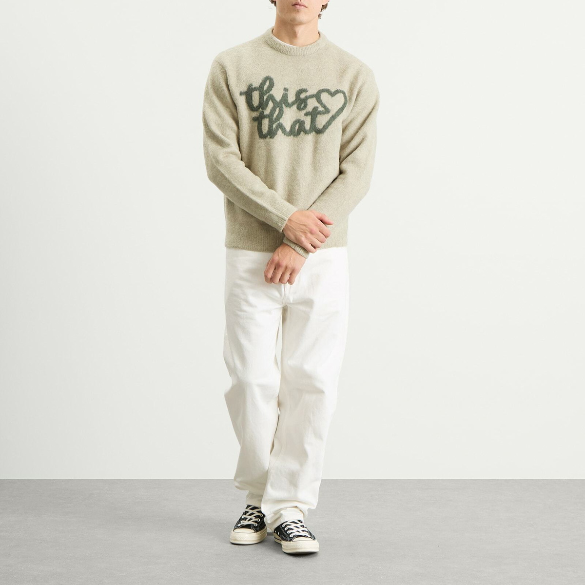 thisisneverthat Men's Heart Logo Knit Jumper in Sand