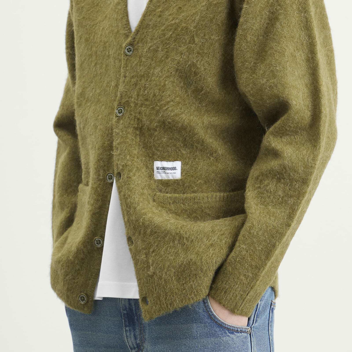 トップス NEIGHBORHOOD MOHAIR CARDIGAN 2025AW Neighborhood Men's Mohair Cardigan in Olive Drab Neighborhood