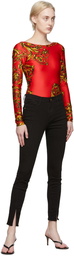 Versace Jeans Couture Red Regalia Baroque Bodysuit