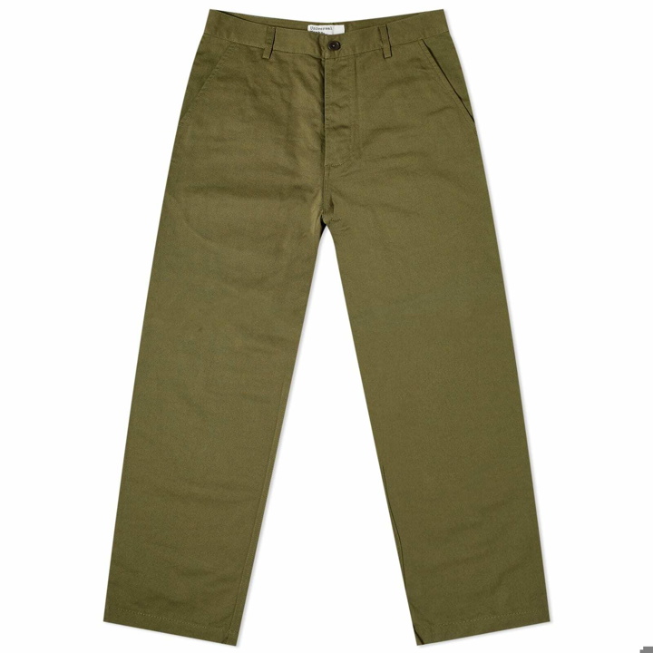 Photo: Universal Works Men's Twill Military Chinos in Light Olive