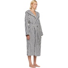 Tekla Navy & White Terry Hooded Bathrobe