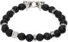 Ferragamo Black & Silver Beaded Gancini Bracelet