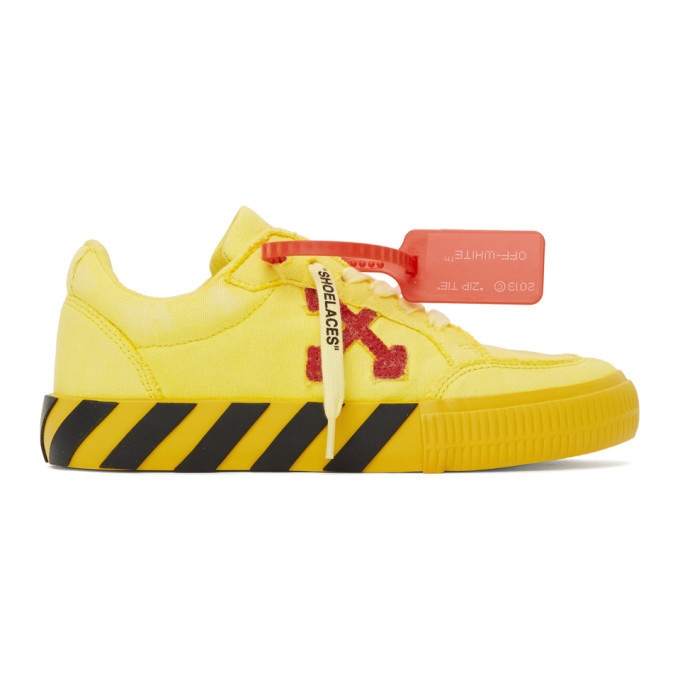 Off-White Yellow and Red Low Vulcanized Sneakers Off-White