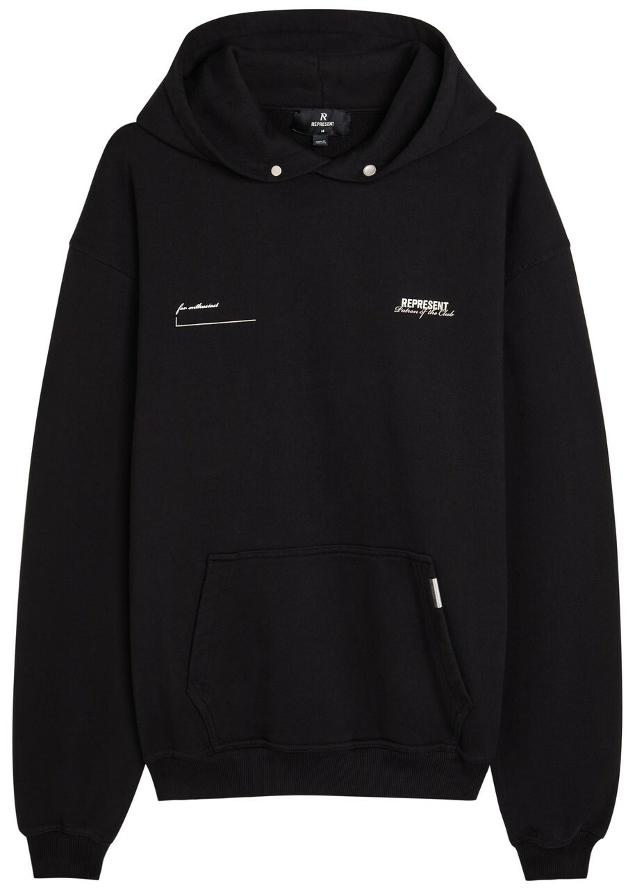 Represent Patron of The Club Logo Hooded Cotton Sweatshirt Black
