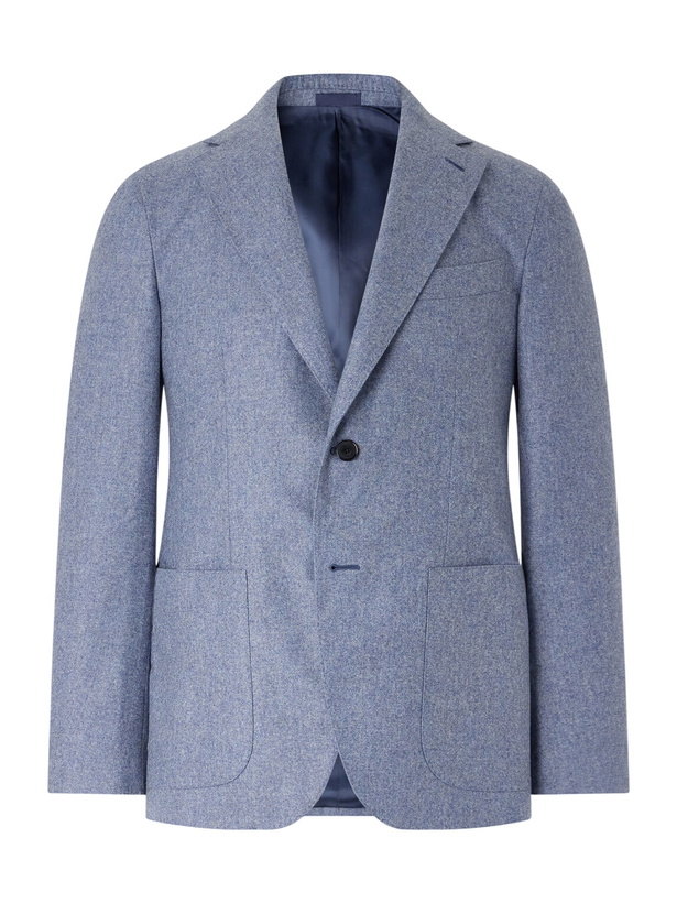 Photo: Caruso - Wool and Cashmere-Blend Flannel Suit Jacket - Blue