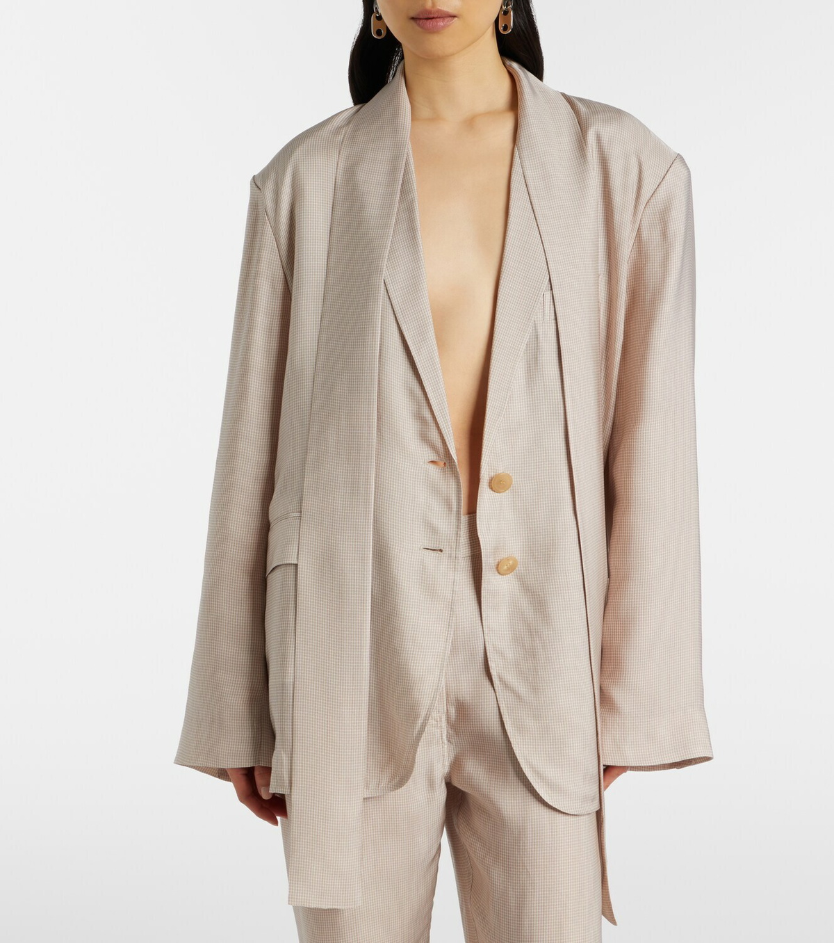 Acne Studios Checked scarf-detail blazer