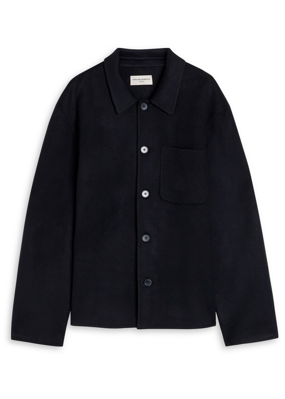 Officine Générale Wool Overshirt Jacket Navy