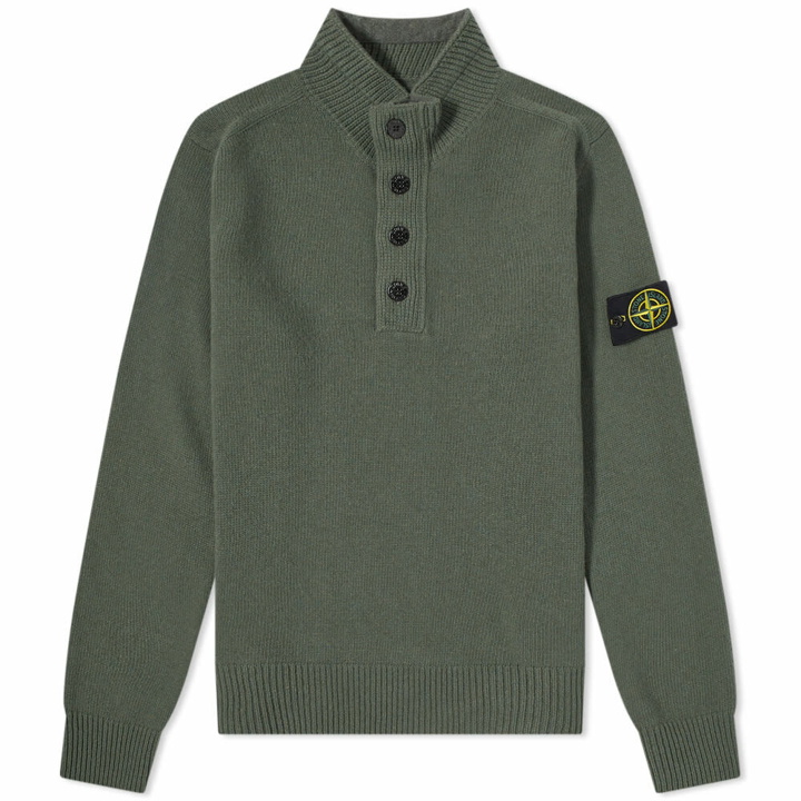 Photo: Stone Island Men's Lambswool Half Button Knit in Sage