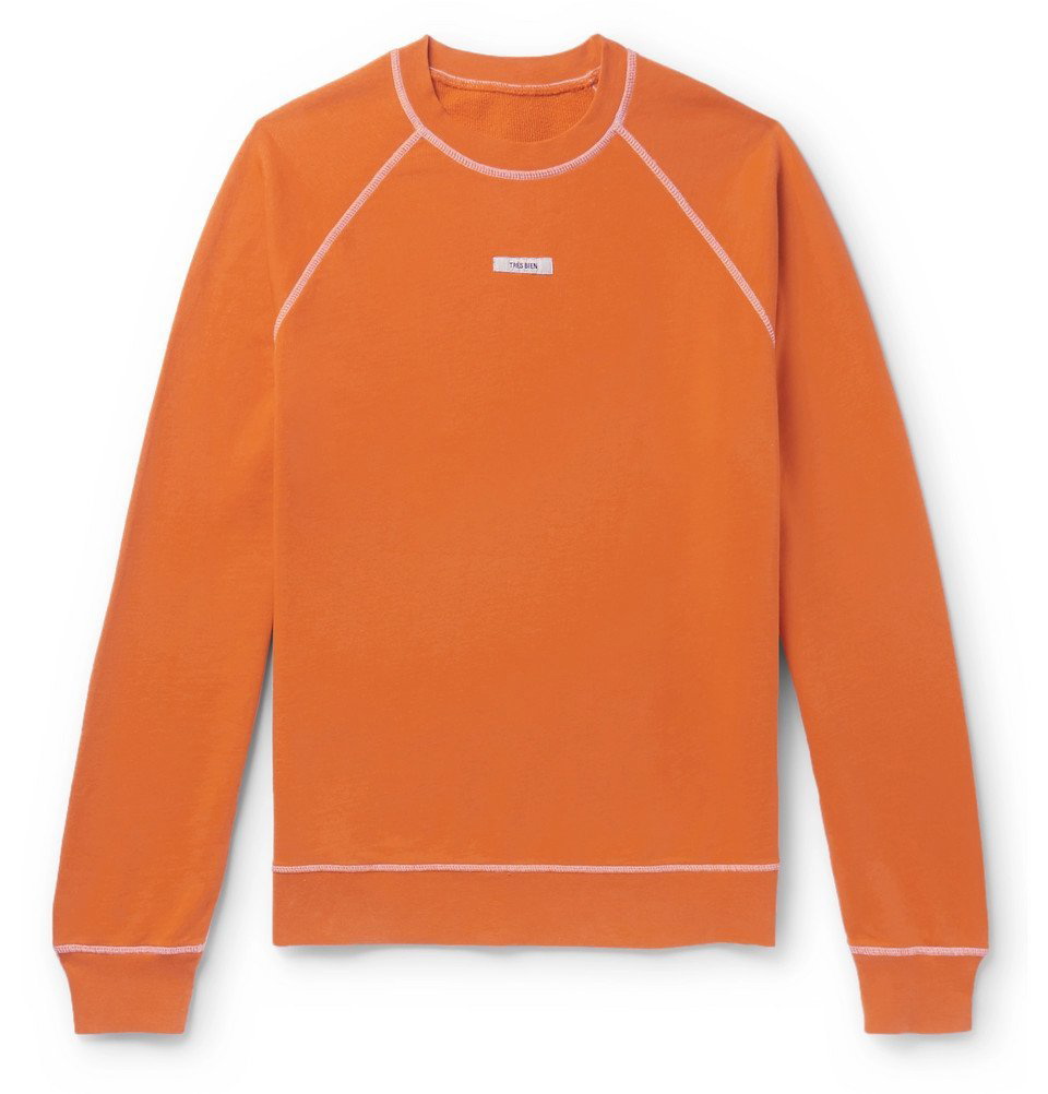 Photo: Très Bien - Logo-Appliquéd Loopback Cotton-Jersey Sweatshirt - Orange
