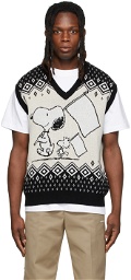 Soulland Black & Off-White Peanuts Edition Snoopy Kieran Vest