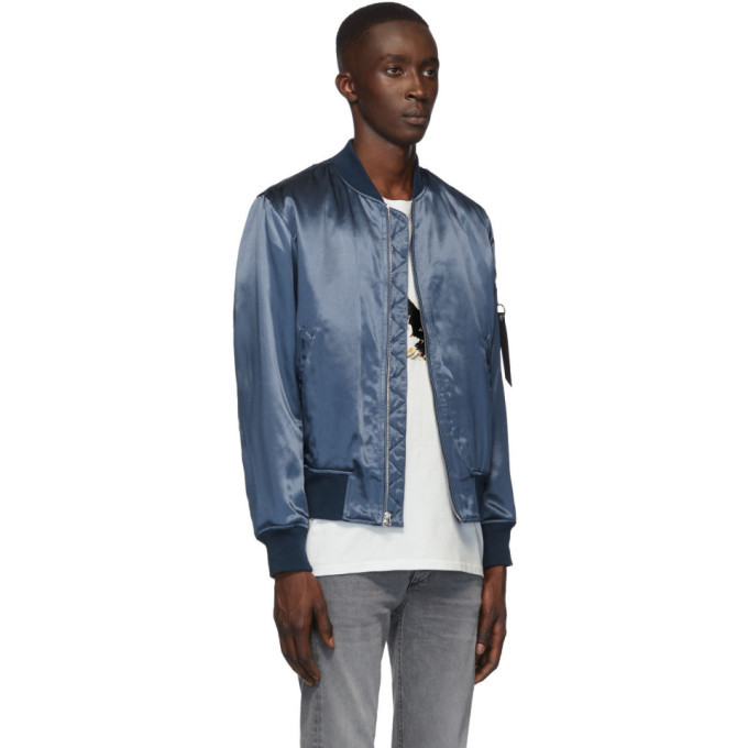 Rag & Bone - Dugout Cotton-Blend Satin Bomber Jacket - Blue Rag and Bone