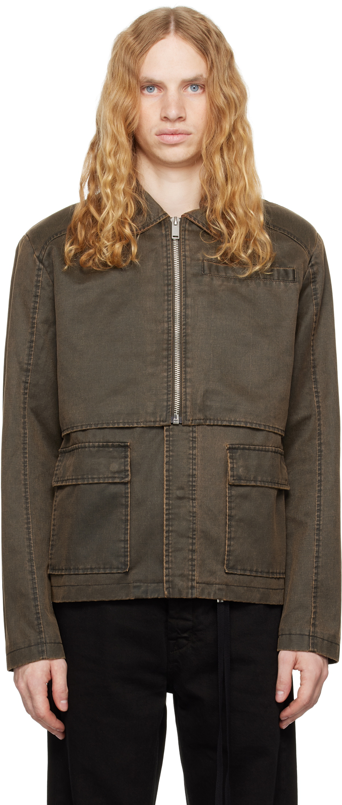Han Kjobenhavn Brown Washed Layered Boxy Chore Jacket