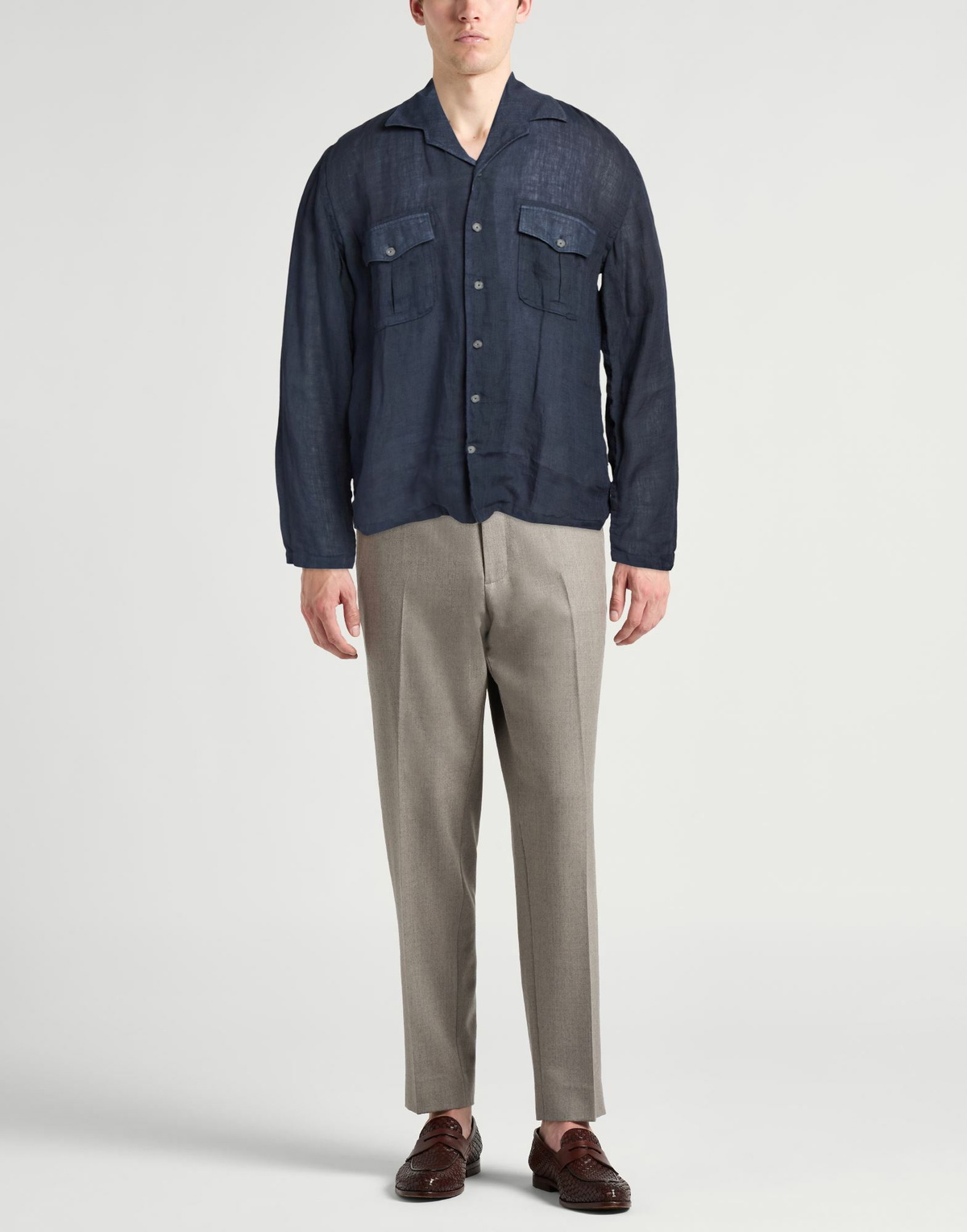 120% Lino Mens Shirt in Navy