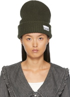GANNI Green Recycled Rib Knit Beanie