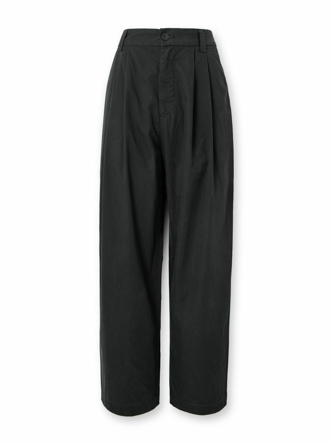 AGOLDE - Slater Straight-Leg Pleated Cotton-Twill Trousers - Black