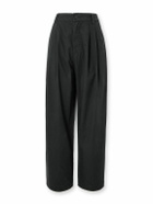 AGOLDE - Slater Straight-Leg Pleated Cotton-Twill Trousers - Black