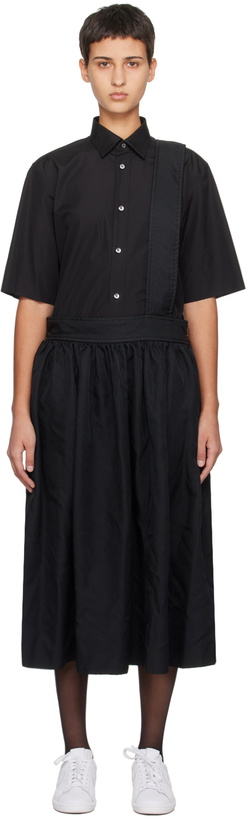 Photo: Black Comme des Garçons Black Shoulder Strap Midi Skirt
