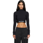 Palm Angels Black Classic Logo Long-Sleeved Mockneck T-shirt