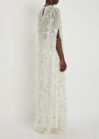 Bernadette Elenore Floral-appliquéd Chiffon Maxi Dress White