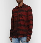 AMIRI - Distressed Printed Cotton-Blend Flannel Shirt - Red