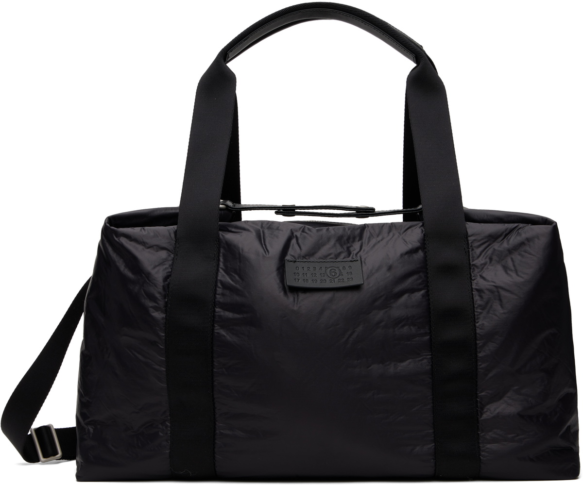 MM6 Maison Margiela Black Crunched Nylon Weekend Bag
