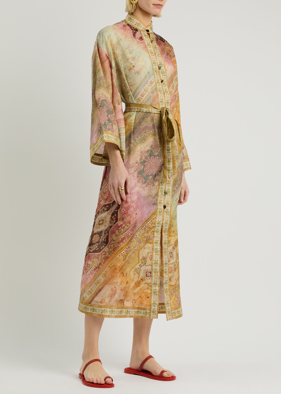 【Zimmermann】Tallow ミディ ラップドレス☆関税込 Zimmermann Tallow Printed Silk Midi Shirt Dress Multi Print