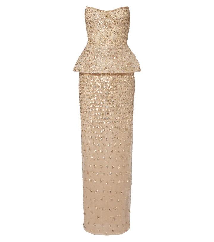 Photo: Monique Lhuillier Embellished peplum bustier gown