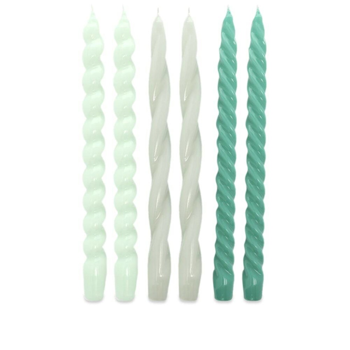 Photo: HAY Long Candles - Set Of 6 in Mint/Light Grey/Green