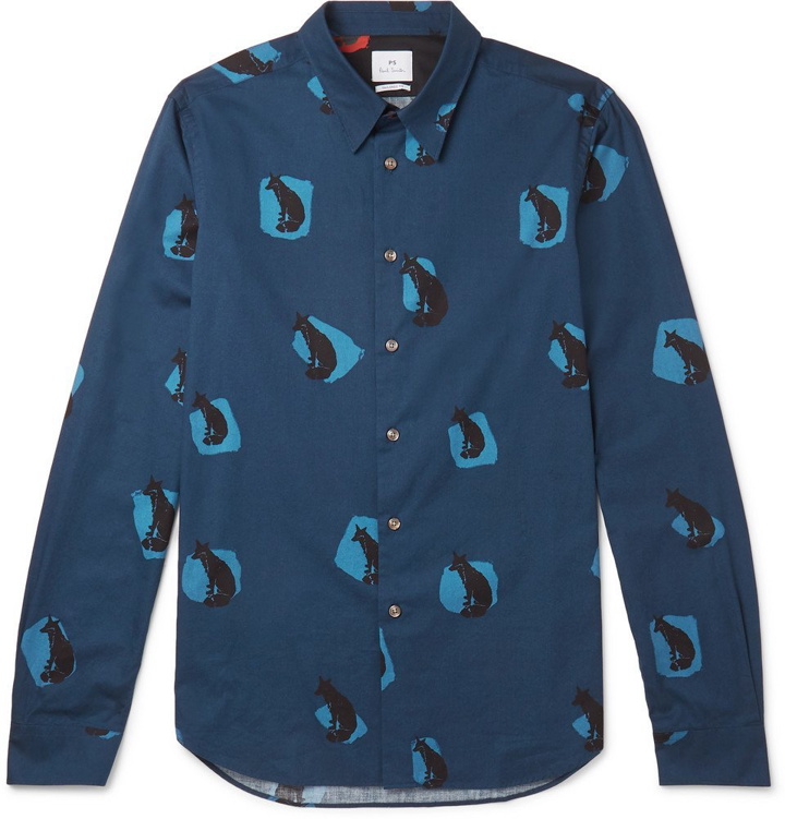 Photo: PS by Paul Smith - Slim-Fit Printed Cotton Shirt - Men - Navy