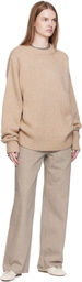 Arch The Beige Crew Neck Oversized Sweater