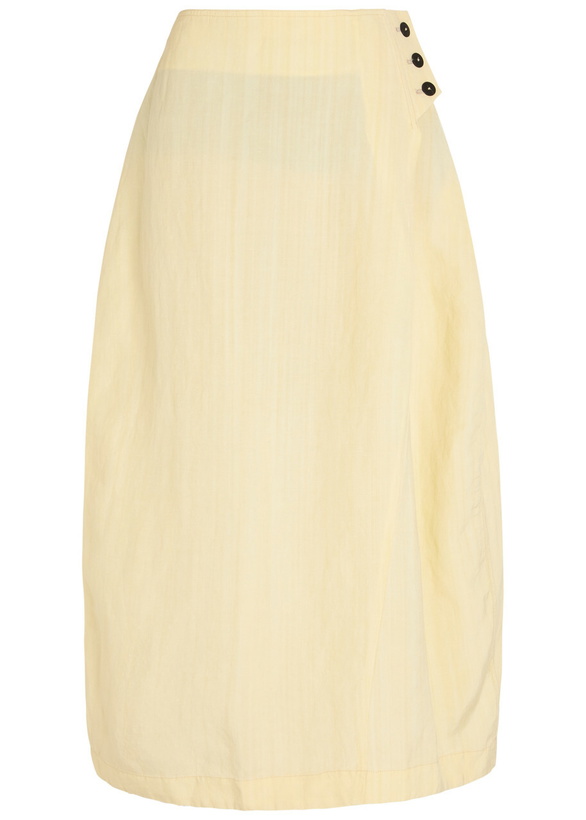 Photo: Studio Nicholson Wrapped Effect Woven Cotton Midi Skirt Off White
