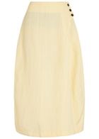 Studio Nicholson Wrapped Effect Woven Cotton Midi Skirt Off White