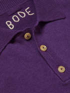 BODE - Oversized Cashmere Polo Shirt - Purple