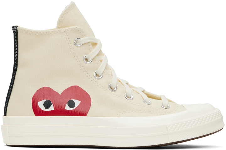 Photo: COMME des GARÇONS PLAY Off-White Converse Edition PLAY Chuck 70 High Top Sneakers