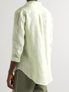 Etro - Logo-Embroidered Striped Linen Shirt - Green