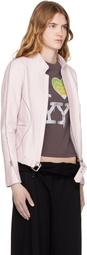 OPEN YY Pink Leather Radius Motor Jacket