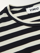 YMC - Wild Ones Appliquéd Striped Organic Cotton-Jersey T-Shirt - Black