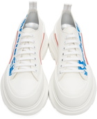 Alexander McQueen White & Blue Tread Slick Graffiti Sneakers