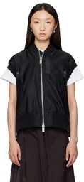 sacai Black Nylon Twill Vest