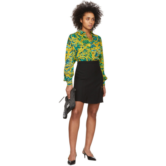 Versace Jeans Couture Green Leopard Barocco Print Shirt