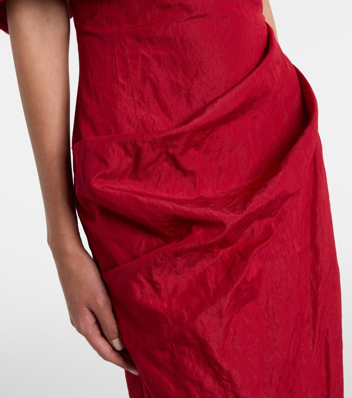 Magda Butrym Off-shoulder draped cotton-blend midi dress
