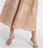 Valentino Guipure lace-trimmed cotton-blend midi dress
