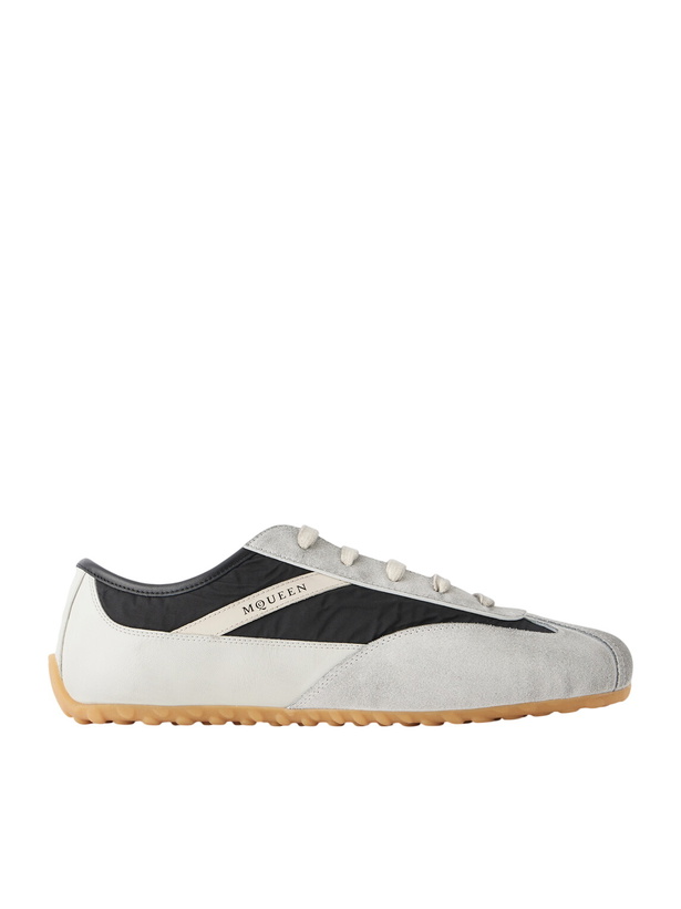 Photo: McQueen - Suede-Trimmed Shell Sneakers - Gray