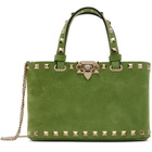 Valentino Garavani Green Rockstud Mini Suede Shopping Tote